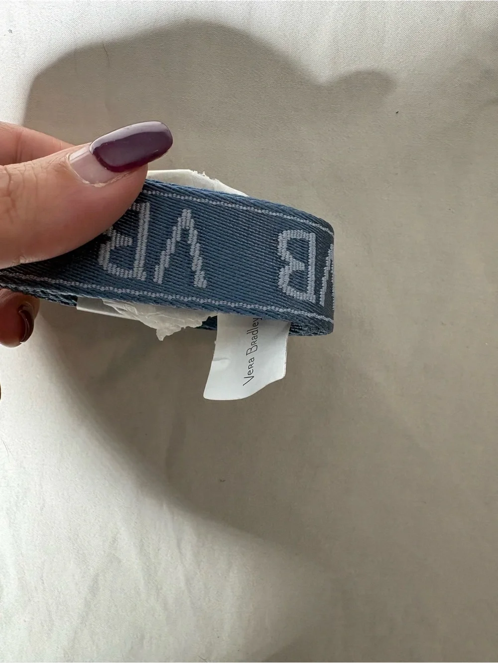 Vera Bradley Blue and White Woven Logo Strap